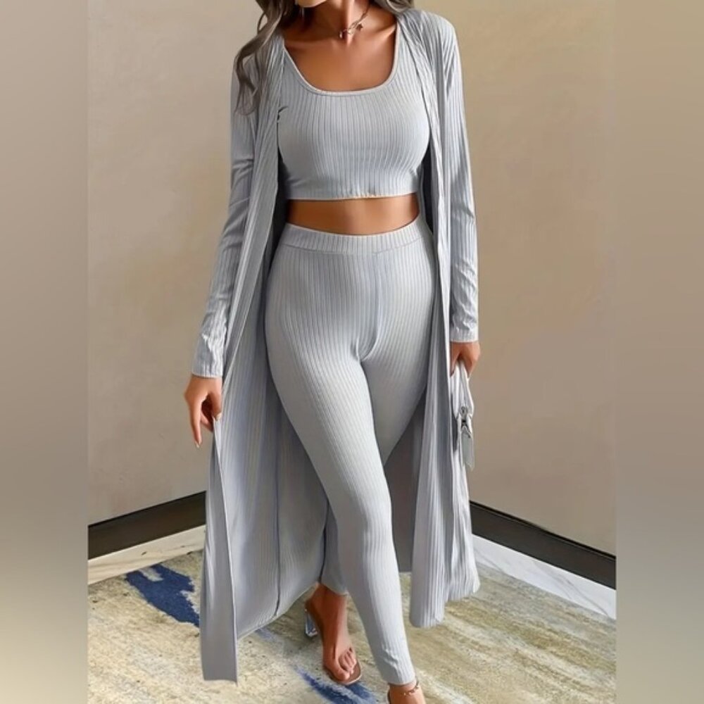 Women’s light blue open front cardigan from SHEIN